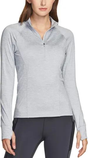 TSLA Women's 1/2 Zip Thermal Pullover Shirts, Lightweight Slim Fit Athletic Fleece Lining Winter Running Sweatshirt