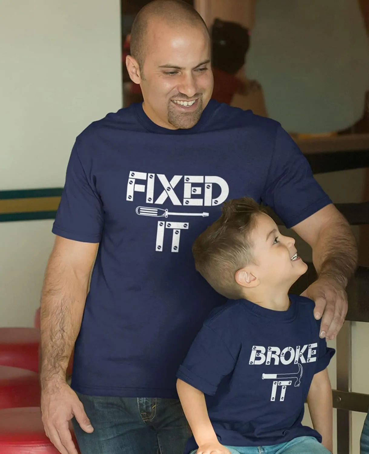 Tstars Fixed It & Broke It Dad and Son Matching Shirts | Father's Day Funny Gift for Dads and Toddler