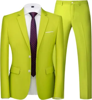 UNINUKOO Men's Suit Slim Fit 2 Button 2 Piece Suits for Men Party Formal Dress Solid Tuxedo Blazer Jacket Pants Set