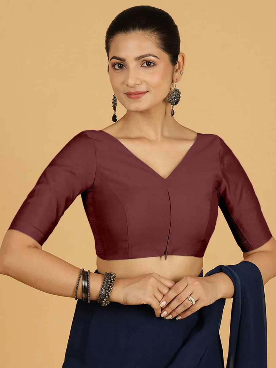 Vedika x Rozaana |  Saree Blouse in Deep Maroon