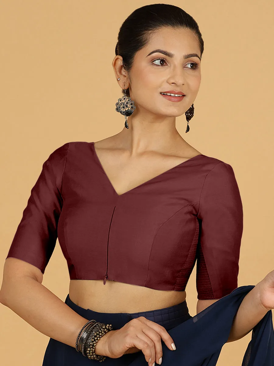 Vedika x Rozaana |  Saree Blouse in Deep Maroon