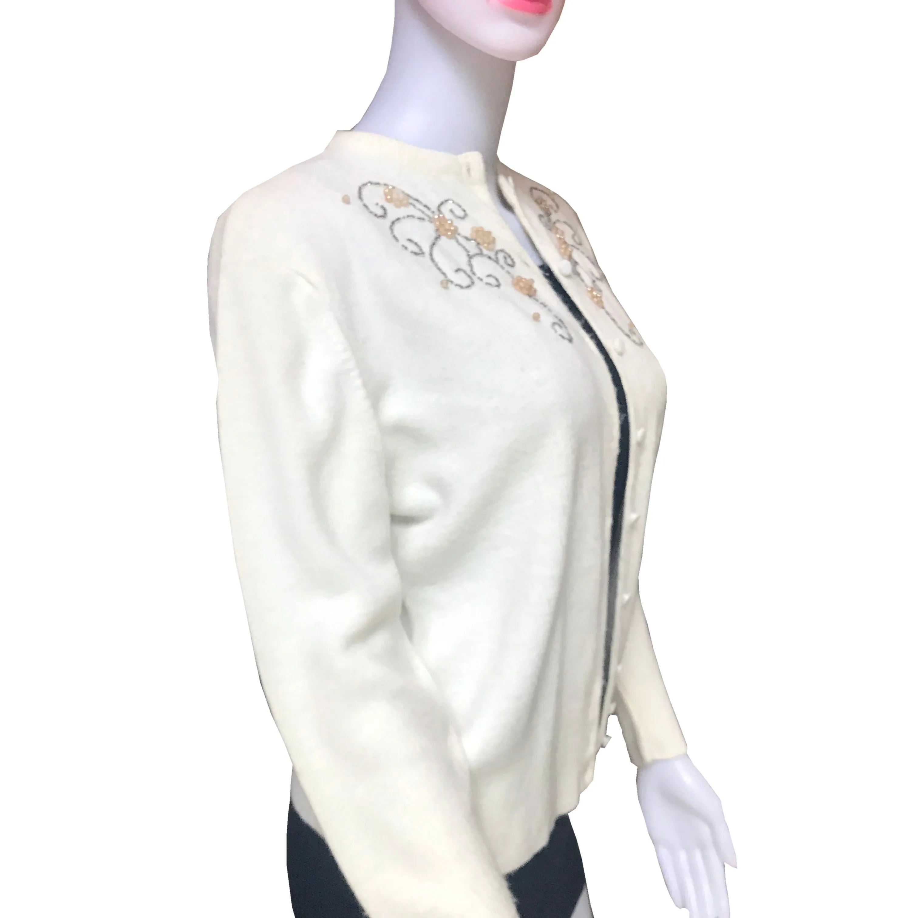 Vintage 1950s Amber Embellished Cardigan