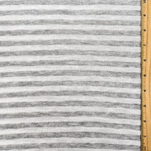 White/ Light Gray Semi-Opaque Jersey Knit Fabric