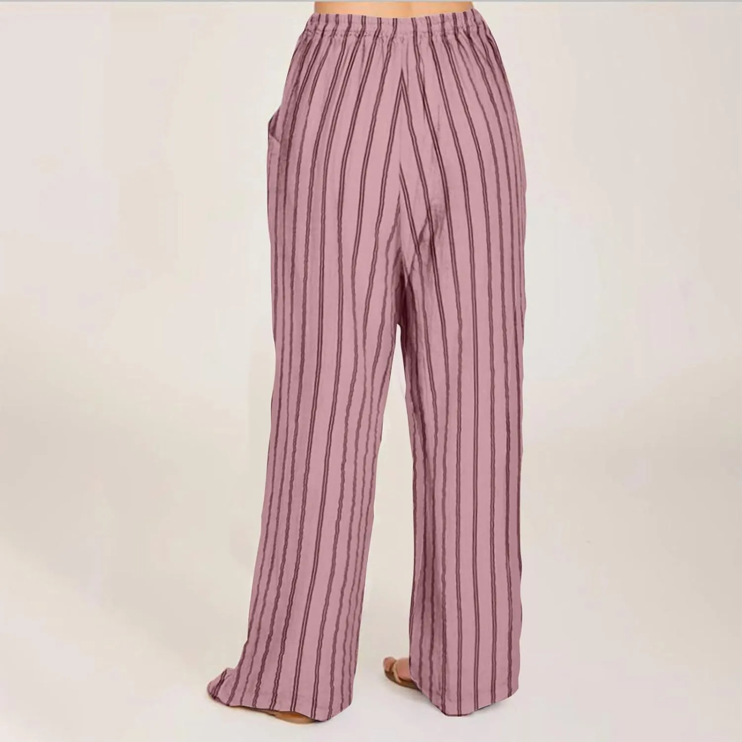 Wide Leg Cotton Linen Pants Women 2025 Summer Lightweight Lounge Pants High Waisted Loose Slacks Trousers with Pockets