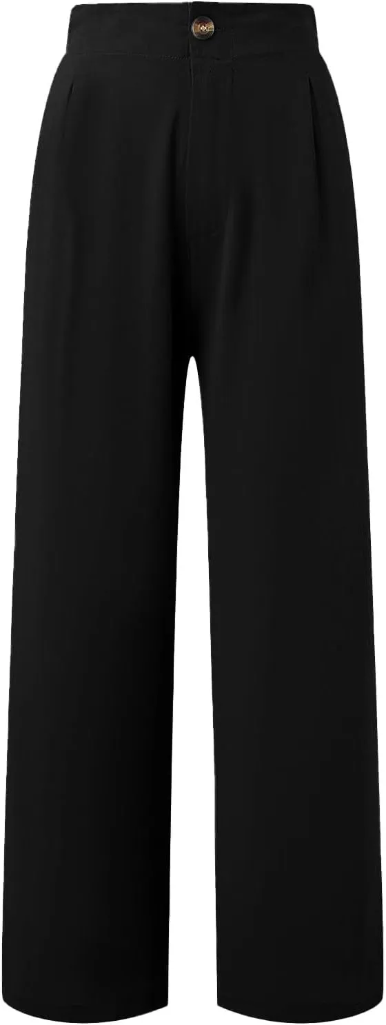 Wide Leg Pants for Women Summer High Waist Wear to Work Casual Trousers Loose Fit Straight Boho Palazzo Pants with Pockets