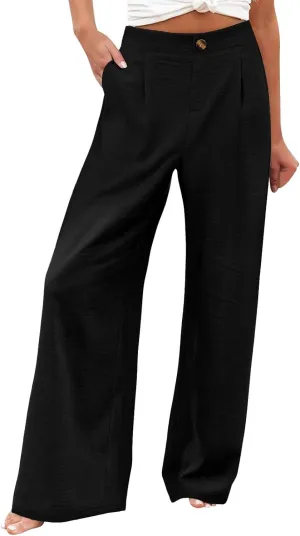 Wide Leg Pants for Women Summer High Waist Wear to Work Casual Trousers Loose Fit Straight Boho Palazzo Pants with Pockets