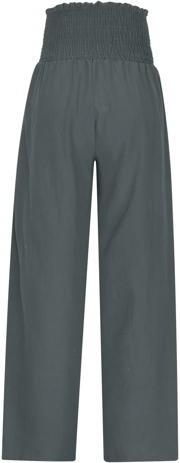 Women Cotton Gaucho Pants Loose Stretchy High Waist Trousers Summer Lightweight Baggy Slacks Solid Home Lounge Outfit