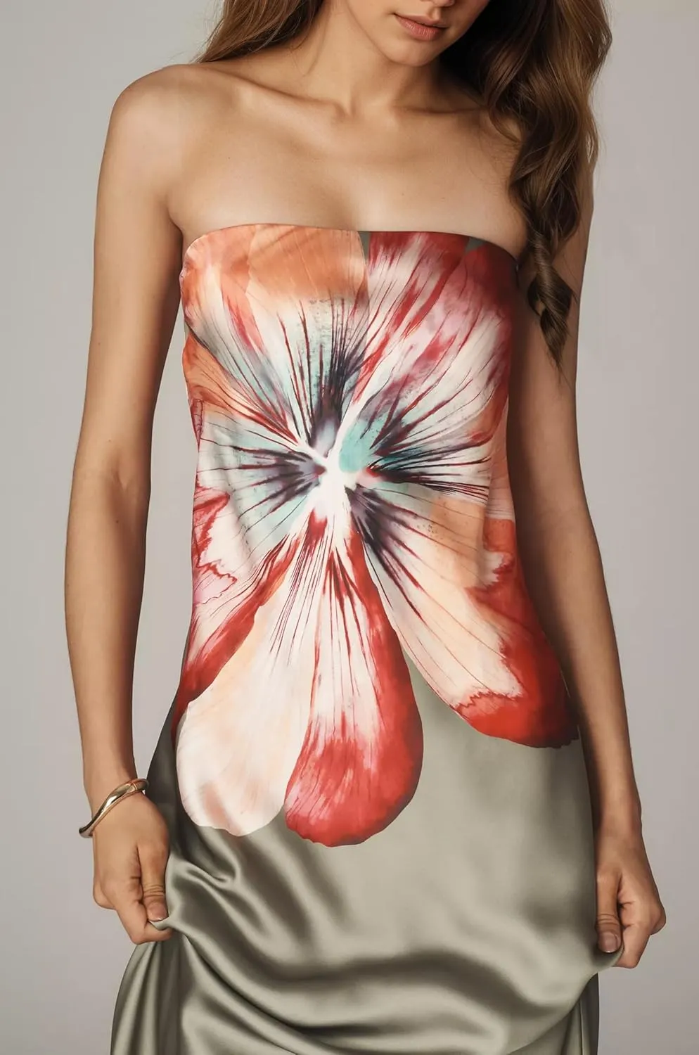 Women Floral Maxi Dresses Strapless Bodycon Tube Long Dress Sexy Sleeveless Retro Summer Cocktail Wedding Guest Dress