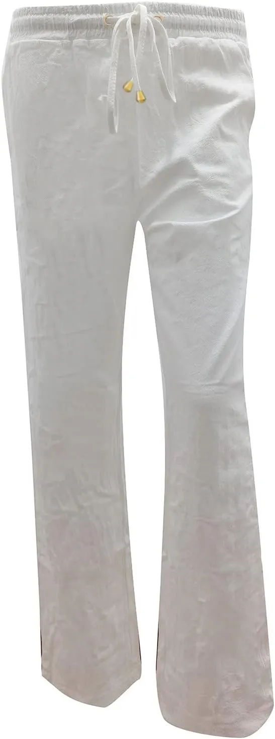 Women High Waisted Wide Leg Pants Casual Drawstring Elastic Trousers Comfy Straight Leg Cotton Jogging Pants for Women
