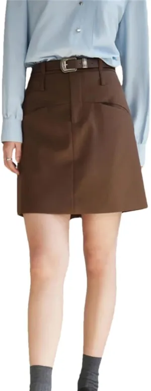 Women Pocket Decoration Above-Knee Length Spring Skirts High Waist Female Mini A-Line Skirt
