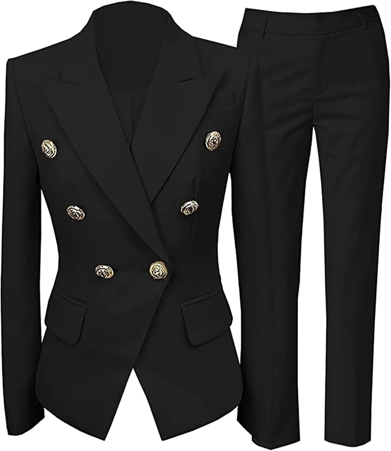 Women's 2 Piece Suit Notched Lapel Pants Suits Set for Women Business Casual Office Work Tuxedo Blazer Pants Set