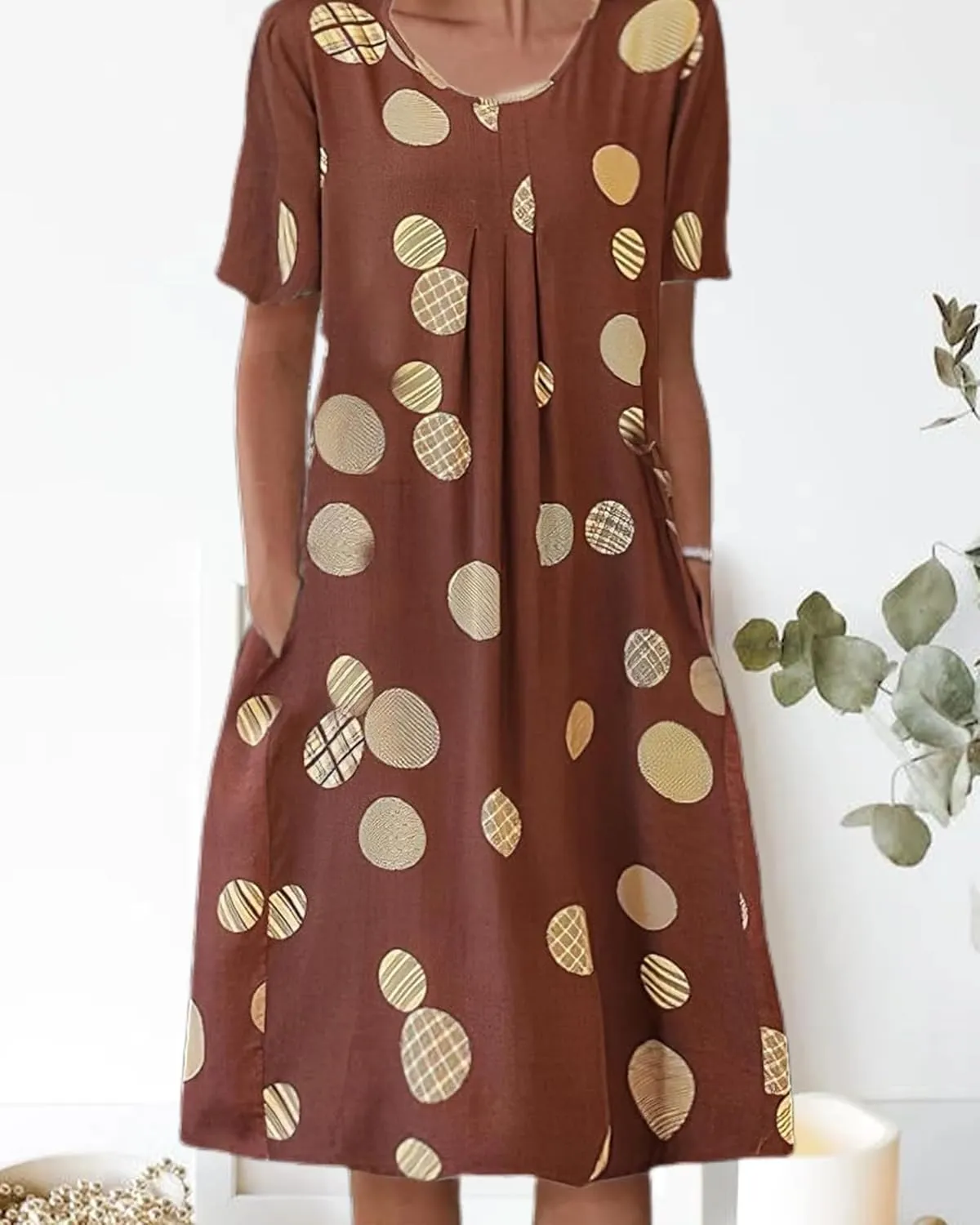 Women's Boho Dress Floral Print Short Sleeve T Shirt Dress 2025 Summer Casual Loose Swing Midi Dresses with Pockets