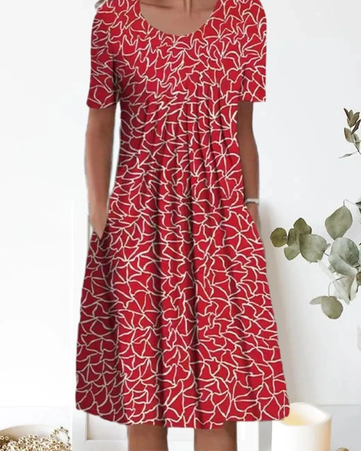 Women's Boho Dress Floral Print Short Sleeve T Shirt Dress 2025 Summer Casual Loose Swing Midi Dresses with Pockets