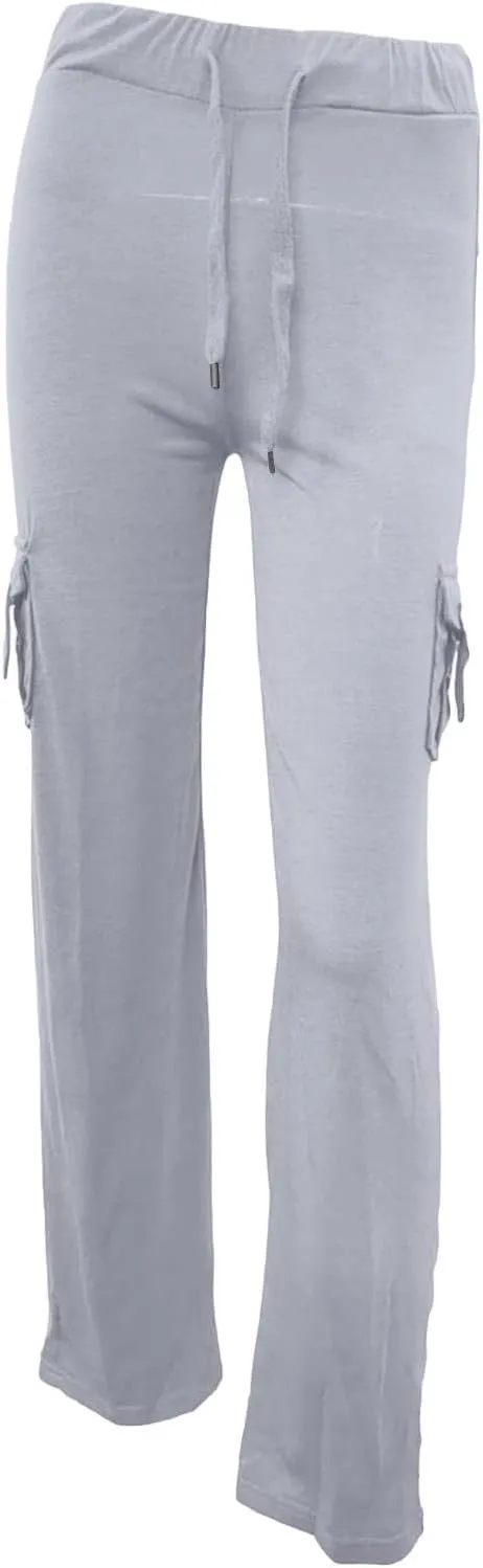 Womens Cargo Pants with Pockets Wide Leg Yoga Pants Casual High Waist Stretch Bootcut Workout Leggings Gym Sweatpants