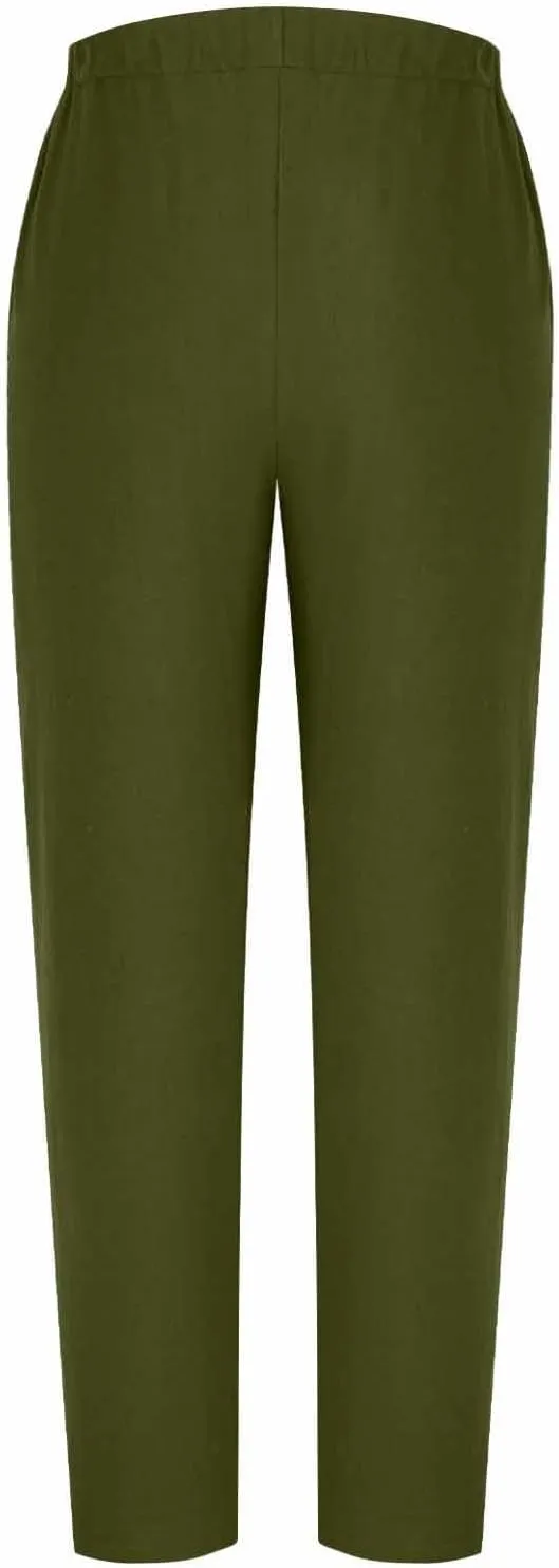 Womens Casual Linen Pants High Waist Pants Summer Boho Beach Pants Lounge Pant Trousers with Pockets Vacation Outfits