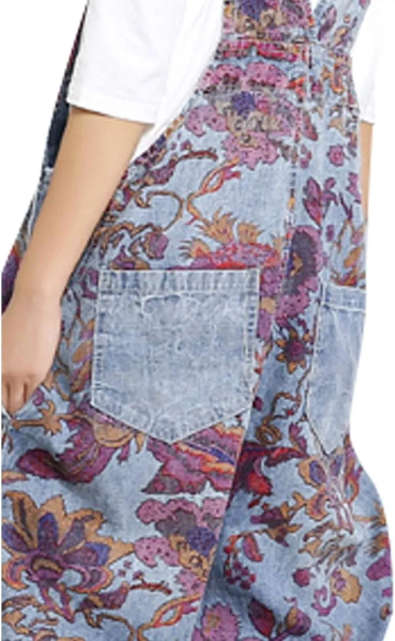 Women's Casual Loose Fit Jumpsuits Baggy Denim Bib Overalls