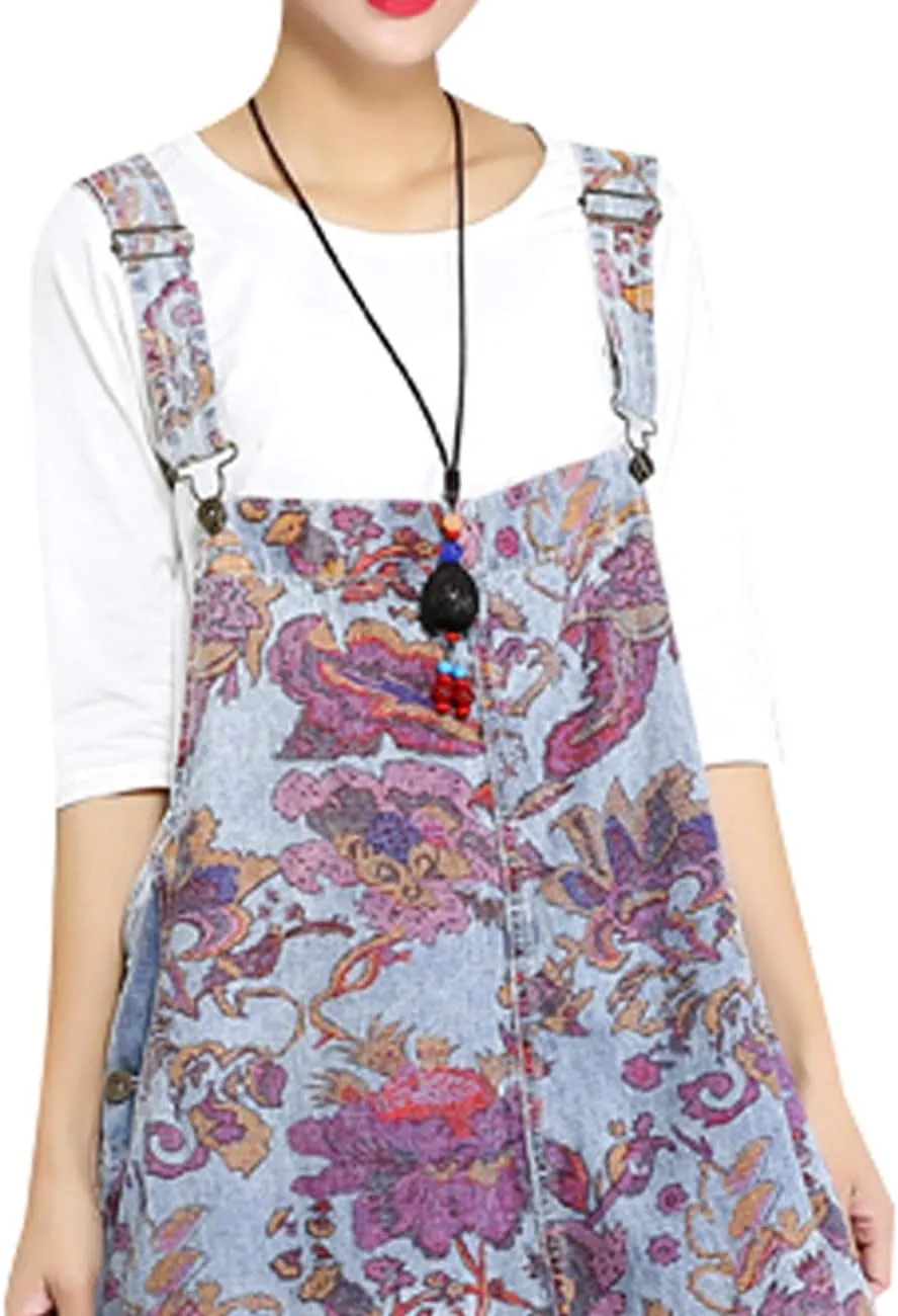 Women's Casual Loose Fit Jumpsuits Baggy Denim Bib Overalls