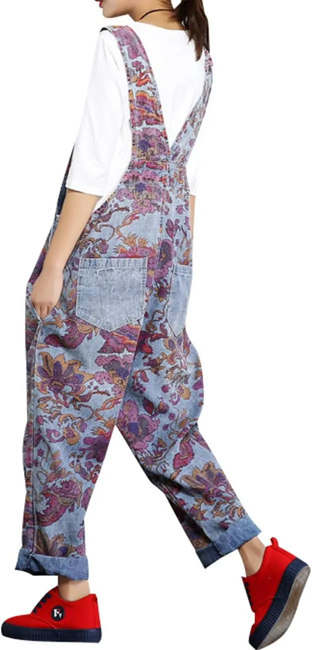 Women's Casual Loose Fit Jumpsuits Baggy Denim Bib Overalls