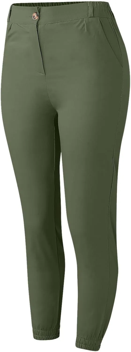 Women's Casual Pants High Waist Dressy Business Petite Fitness Straight Leg Workout Joggers Stretchy Trousers Pockets