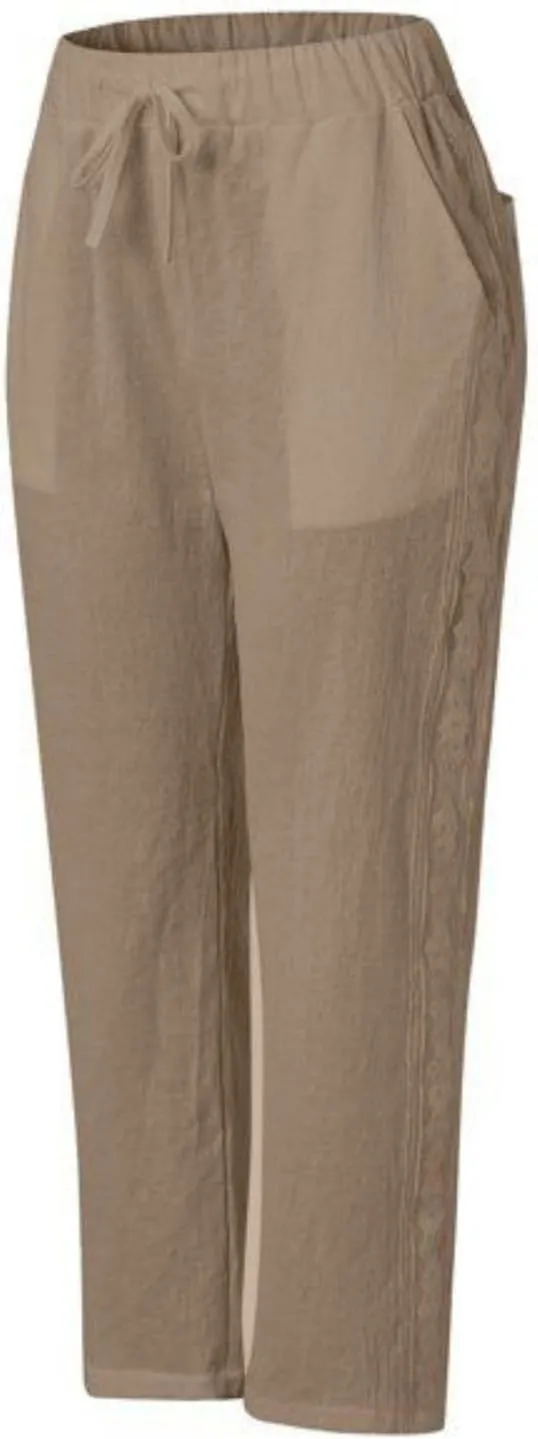Womens Cotton Linen Pants Summer Casual Wide Leg Elastic Palazzo Pants High Waisted Loose Beach Trousers with Pockets