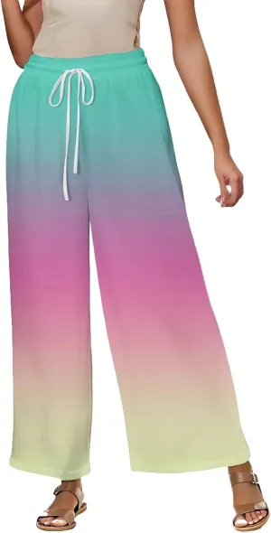 Women's Cotton Linen Summer High Waist Palazzo Pants Flowy Wide Leg Beach Trousers with Pockets 2025