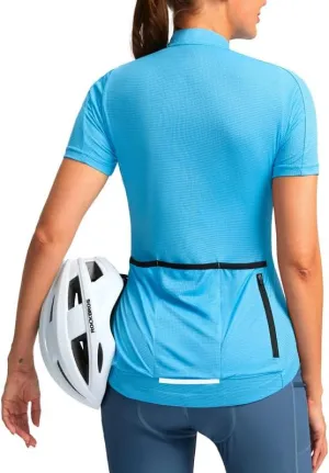 Women's Cycling Jersey Short Sleeve Bike Shirts Full Zipper Bicycle Biking Tops with Pockets Road Mountain Riding