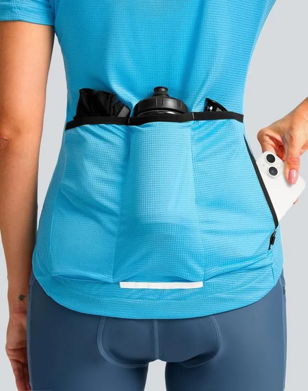 Women's Cycling Jersey Short Sleeve Bike Shirts Full Zipper Bicycle Biking Tops with Pockets Road Mountain Riding