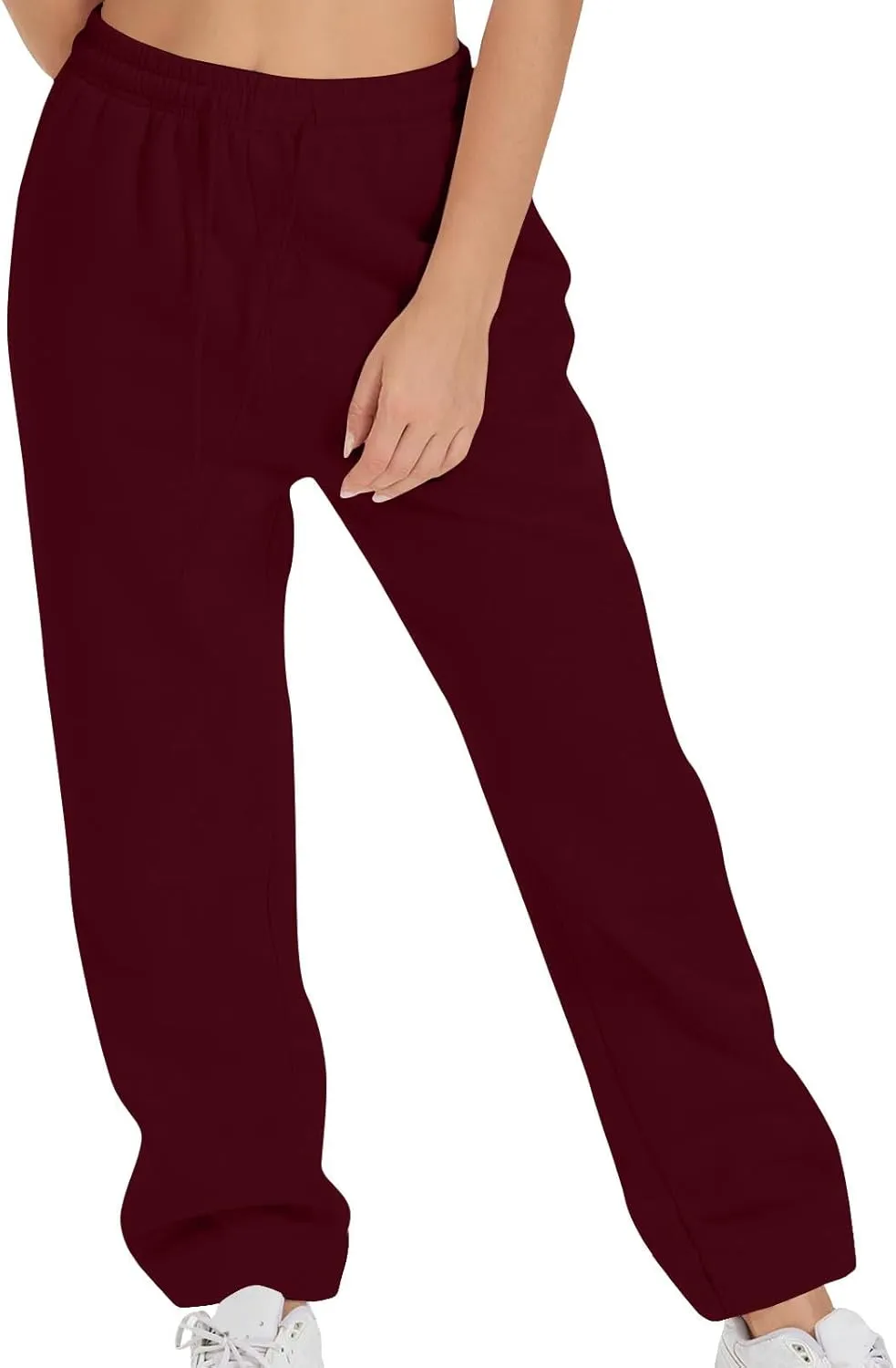 Women's Drawstring Elastic Waist Straight Leg Sweatpants Baggy High Waisted Lounge Sweat Pants Trousers with Pockets