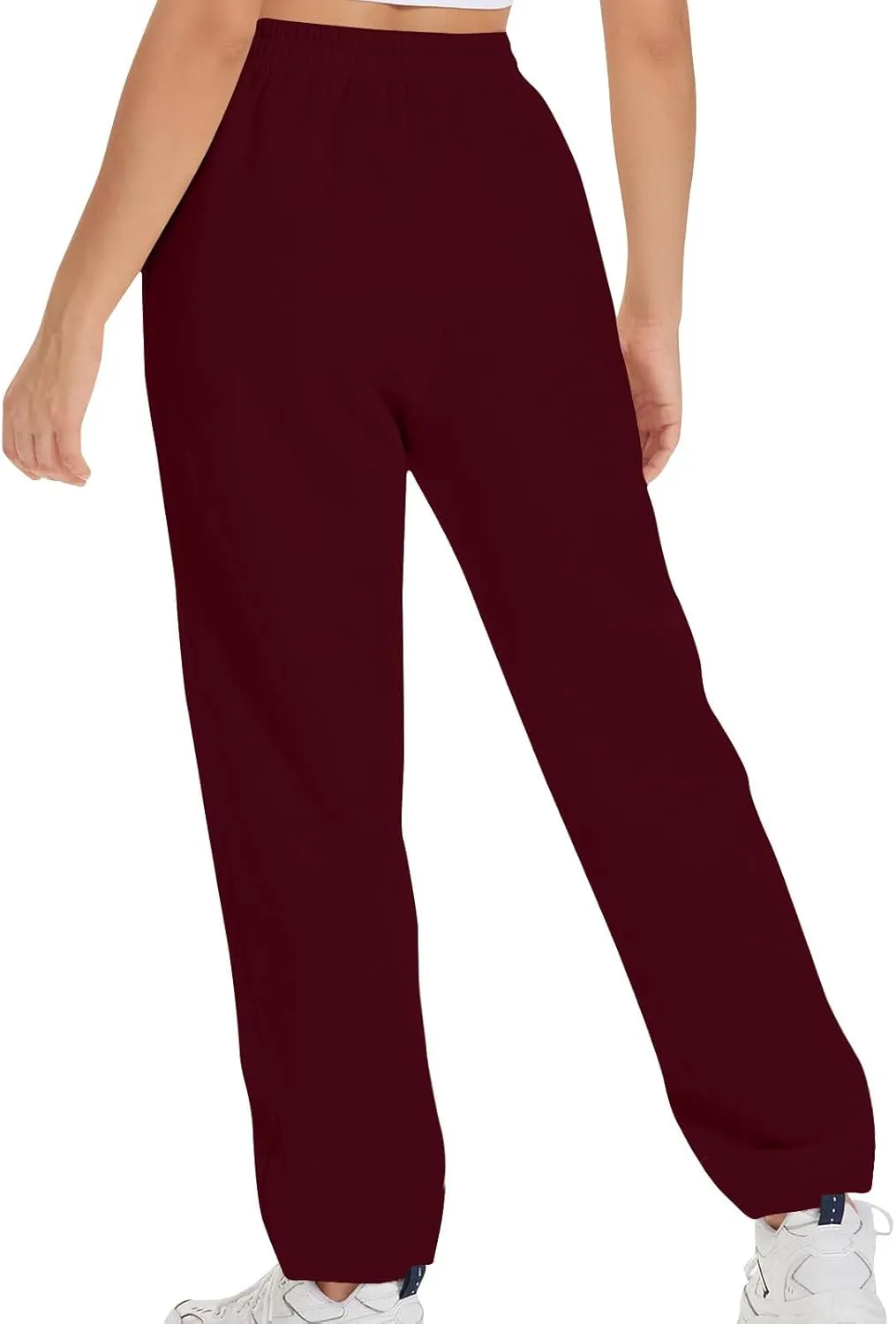 Women's Drawstring Elastic Waist Straight Leg Sweatpants Baggy High Waisted Lounge Sweat Pants Trousers with Pockets