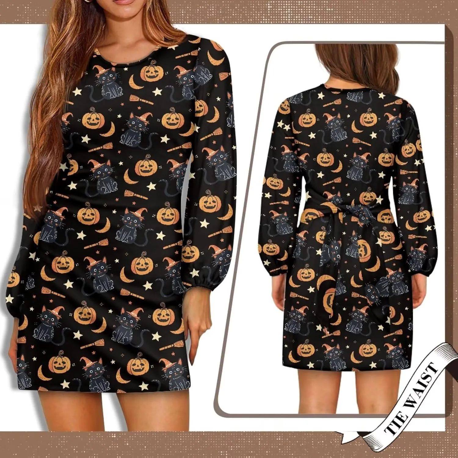 Womens Elegant Long Sleeve Dress Crewneck Tie Waist Ruched Mini Dresses Spring Summer A Line Outfits Casual Shirts