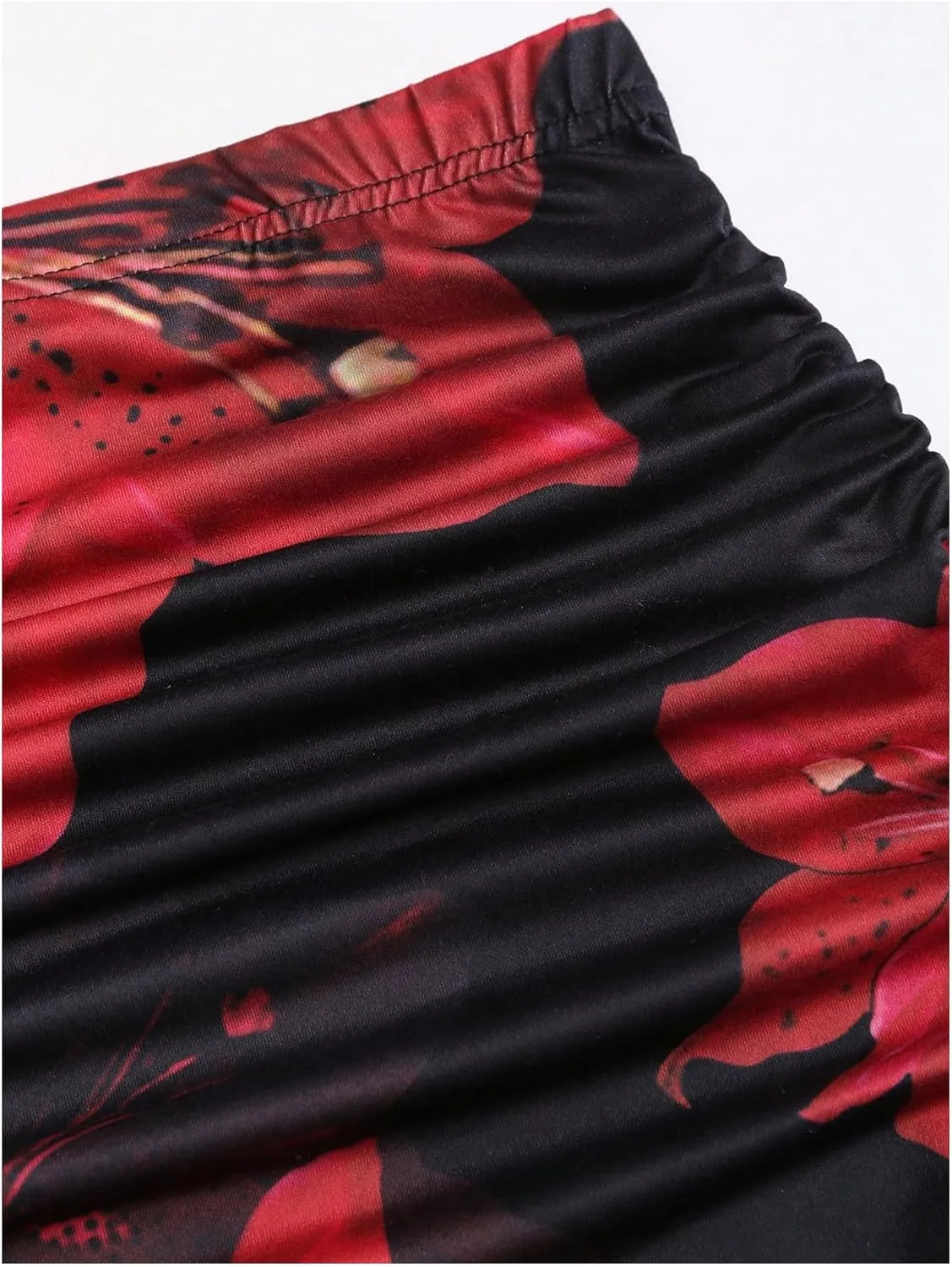 Women's Floral Print Maxi Skirt Ruffle Hem Ruched Fishtail Bodycon Long Skirts Vacation Going Out Outfits