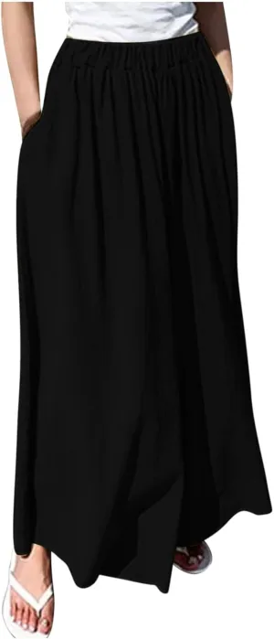 Womens Flowy Wide Leg Pants Casual Summer Beach Long Palazzo Pants Oversized Loose High Waist Lounge Trousers Slacks