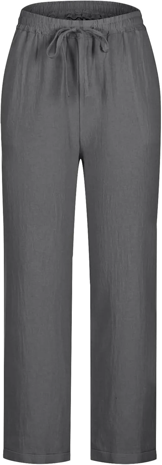 Womens Harem Pants Business Work Casual Lightweight Drawstring Elastic Waist Trousers 2025 Summer Outfits with Pockets