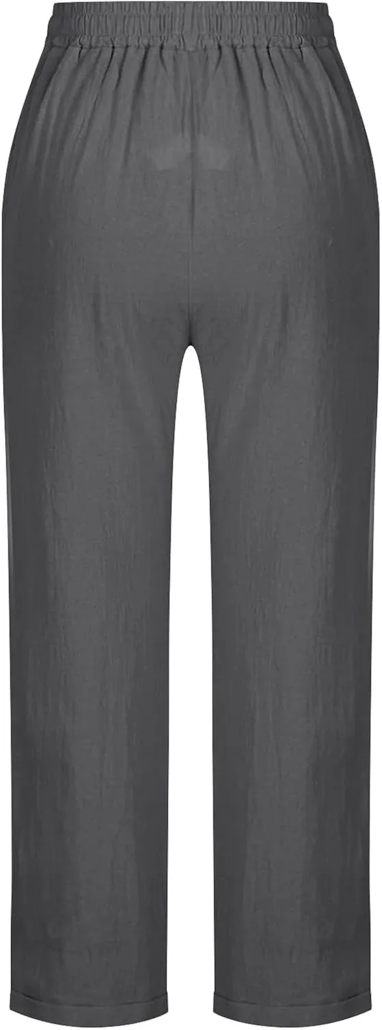 Womens Harem Pants Business Work Casual Lightweight Drawstring Elastic Waist Trousers 2025 Summer Outfits with Pockets