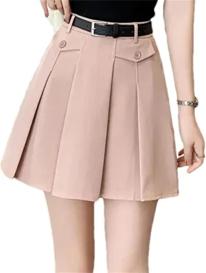 Women's High Waist A-Line Pleated Mini Skirt  Spring Summer Fashion Casual Short Suit Skirt