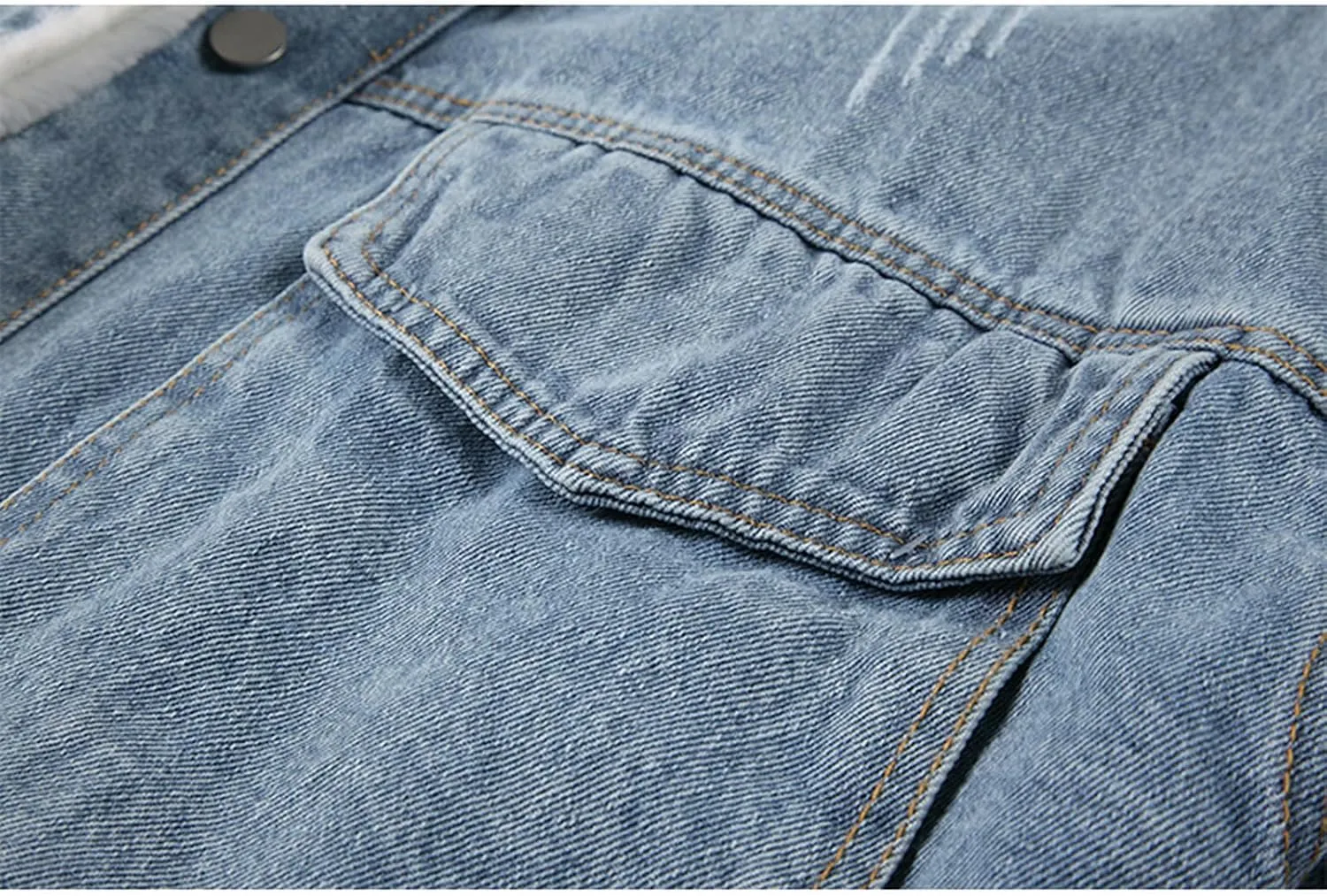 Women's Lamb Wool Denim Jacket Style Retro Single Breasted Fleece Denim Jacket Winter Fashion Casual Warm Thickened Jacket-Blue-M