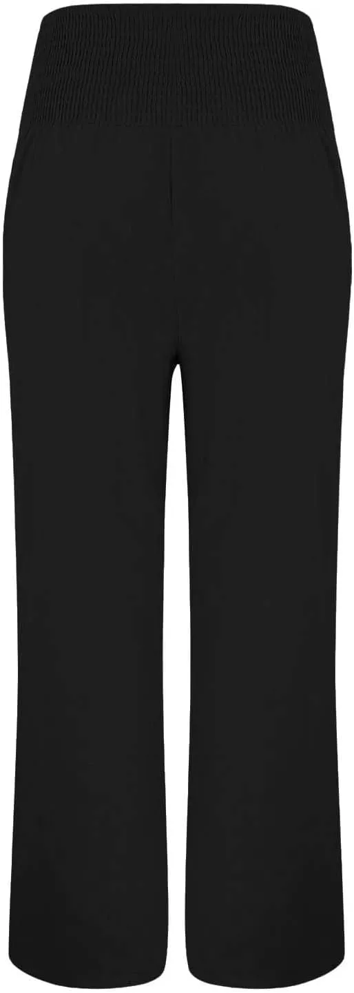 Womens Linen Blend Summer Letter Patched Palazzo Lounge Pants Elastic Waist Wide Leg Slim Fit Palazzo