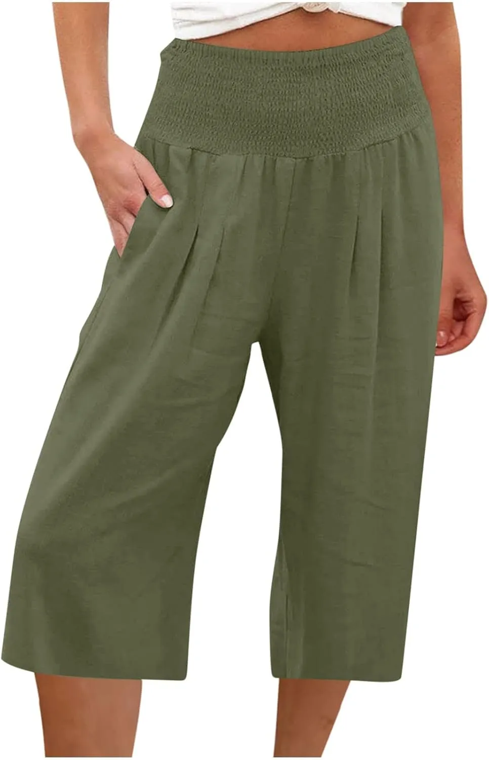 Womens Linen Pants High Waisted Pants Loose Comfy Wide Leg Holiday Summer Lounge Vacation Pockets Palazzo Trousers