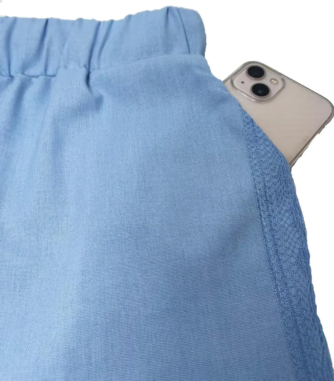 Womens Linen Pants with Pockets High Waist Comfy White Casual Pants Lightweight Loose Trousers