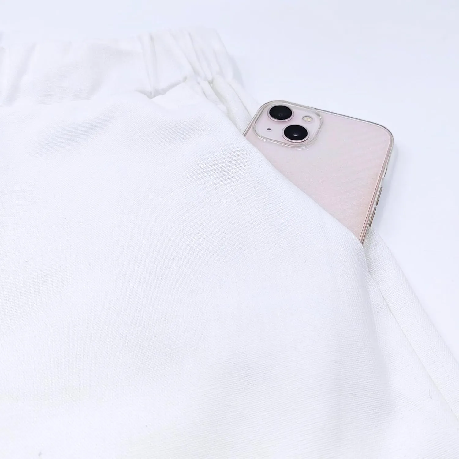 Womens Linen Pants with Pockets High Waist Comfy White Casual Pants Lightweight Loose Trousers