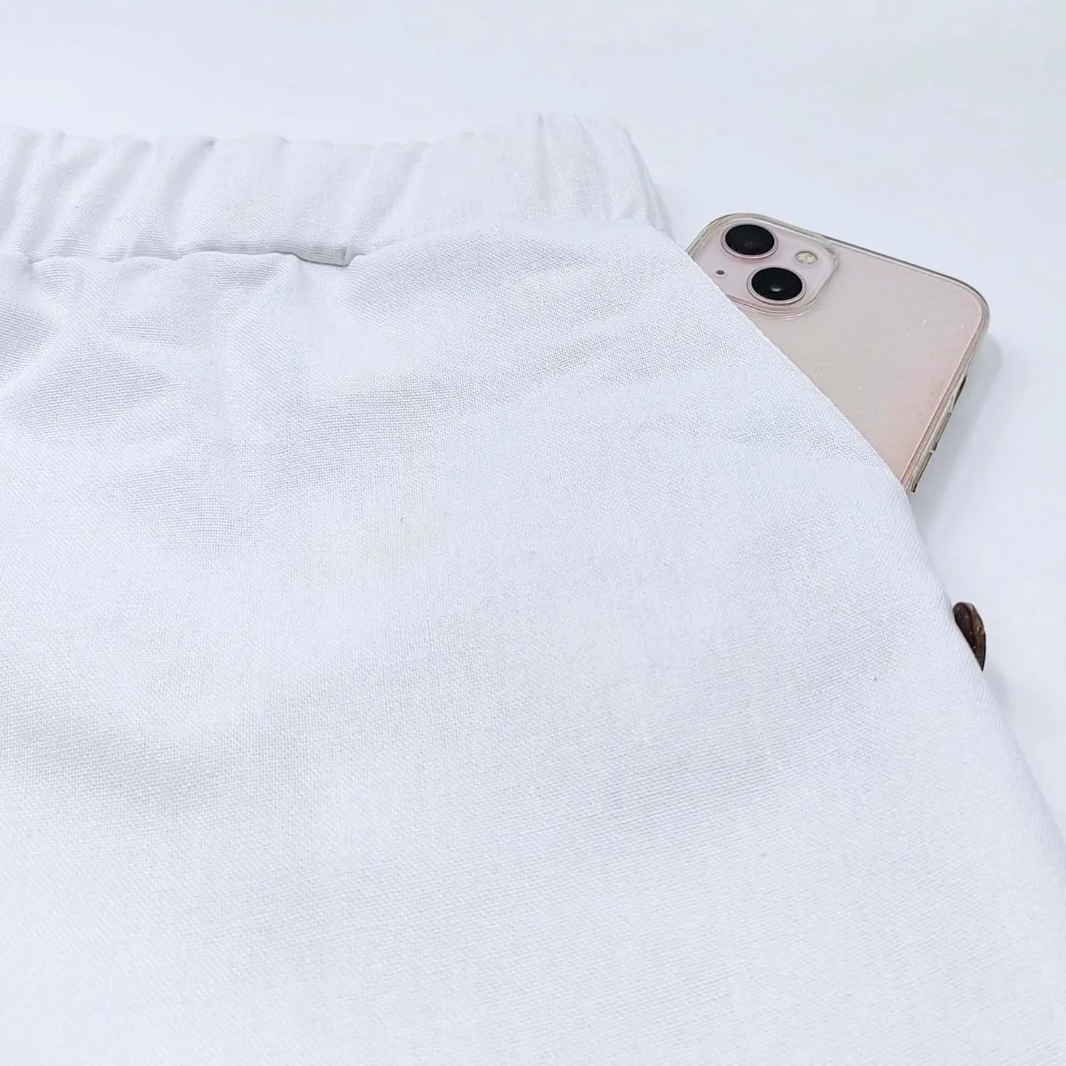 Womens Linen Pants with Pockets High Waist Comfy White Casual Pants Lightweight Loose Trousers