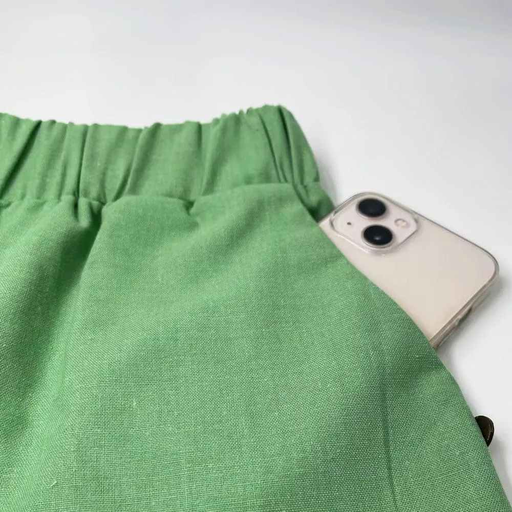 Womens Linen Pants with Pockets Loose Elastic High Waisted Comfy Beach Trousers Summer Lightweight Embroidered Casual Pants