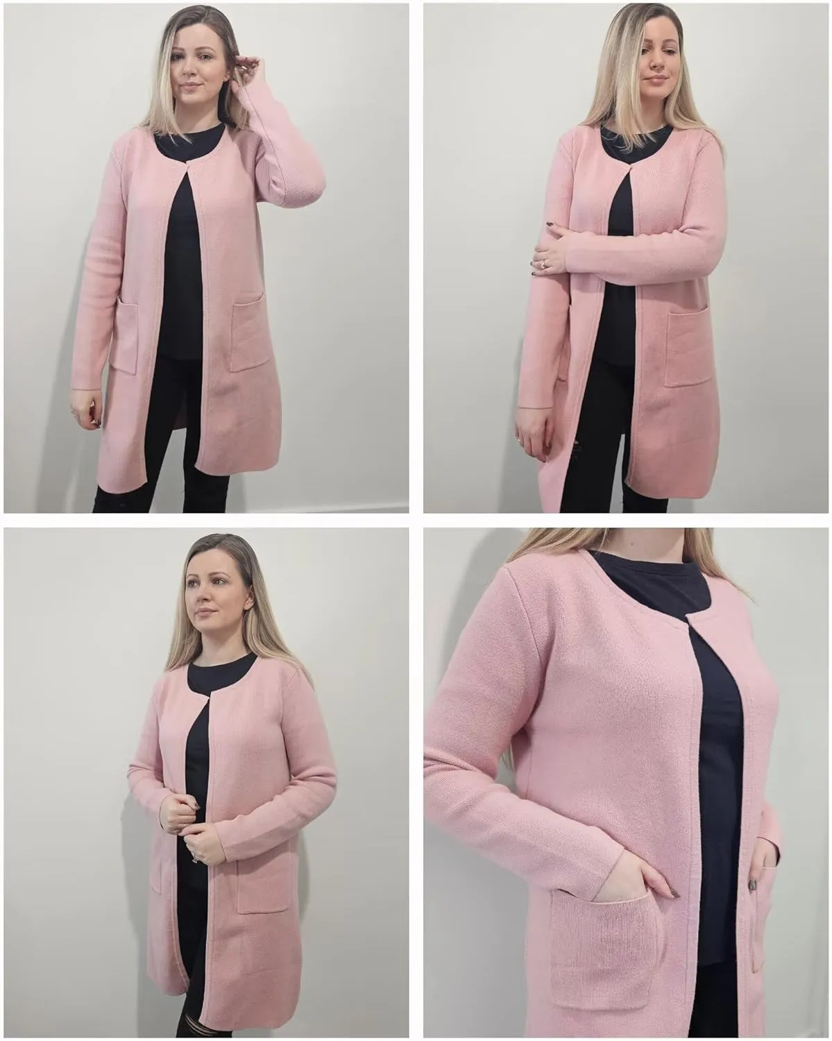 Women's Open Front Cardigan Sweater Long Sleeve Casual Knit Lapel Coatigan Coat