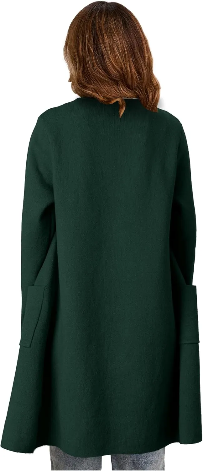 Women's Open Front Cardigan Sweater Long Sleeve Casual Knit Lapel Coatigan Coat
