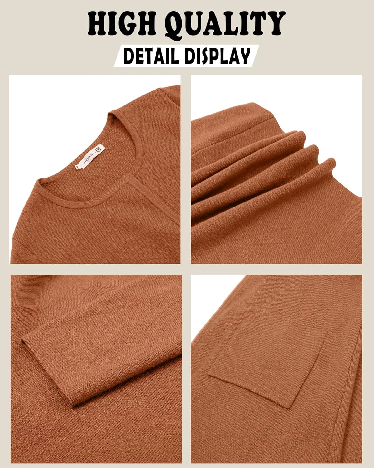 Women's Open Front Cardigan Sweater Long Sleeve Casual Knit Lapel Coatigan Coat