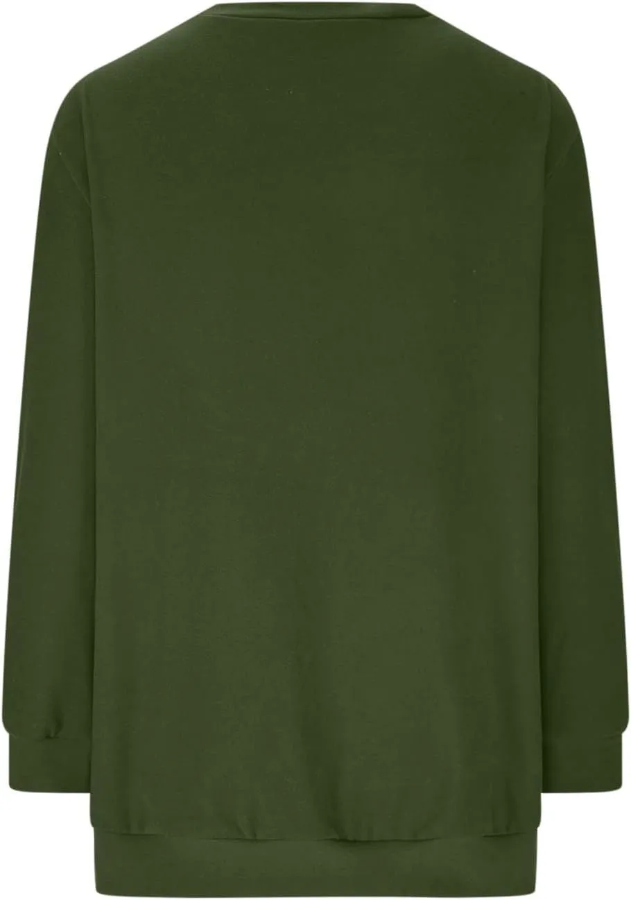 Womens Oversized Crewneck Sweatshirt Pleated Long Sleeve Tunic Tops Loose Fit Pullover Top Fall Clothes with Pockets