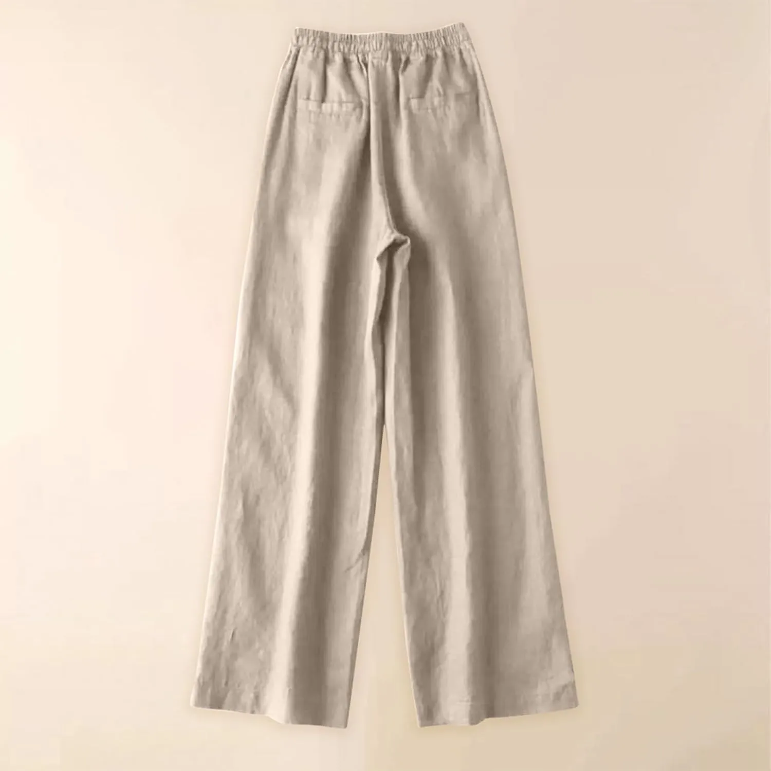 Women's Pants, Wide Leg Cotton Linen Straight High Waisted Pants Lightweight Smocked