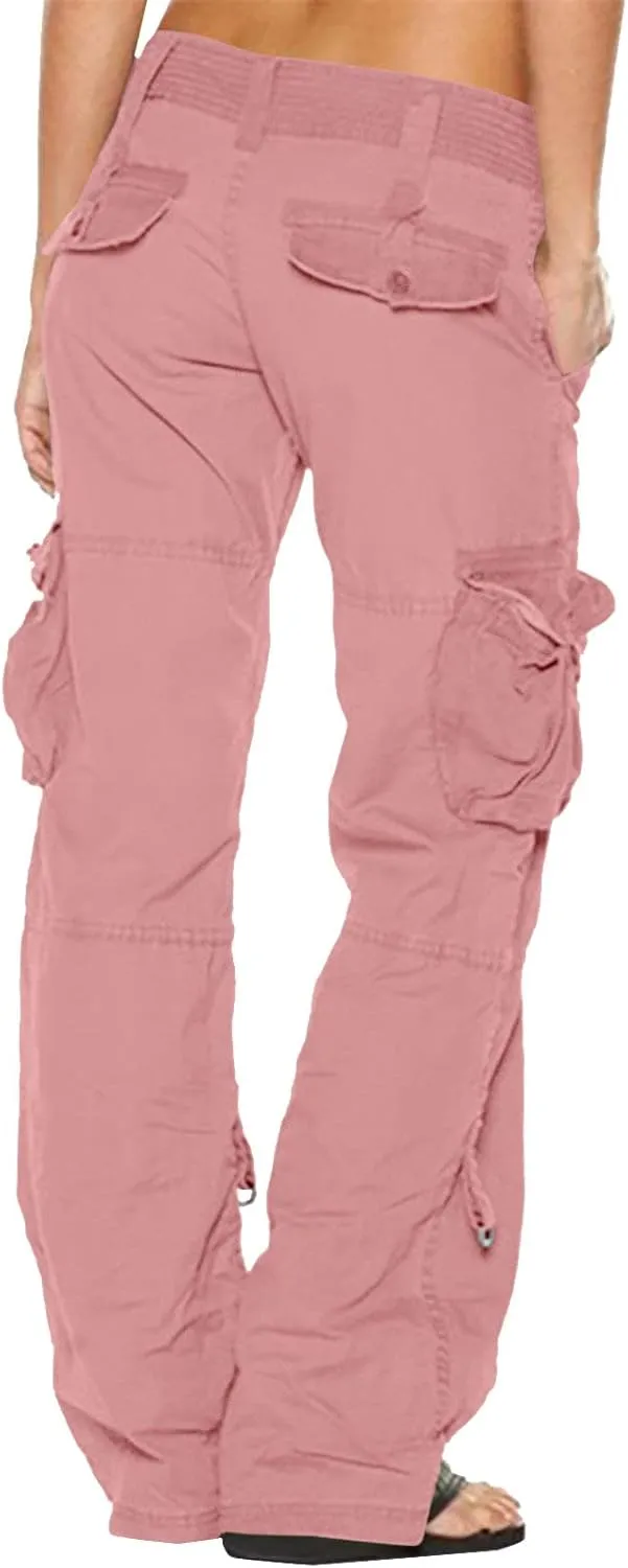 Women's Parachute Cargo Pants Y2K Trendy Teen Girls Baggy Wide Leg Hiking Pant Stretch Waist Casual Outdoor Trousers