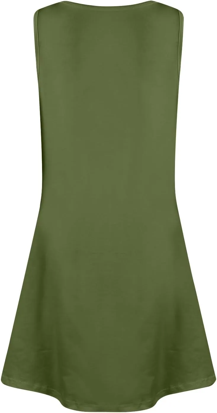 Women's Sleeveless Casual Summer Dress with Pockets Loose Fit A-Line Summer for Beach, Vacation, and Daily Wear