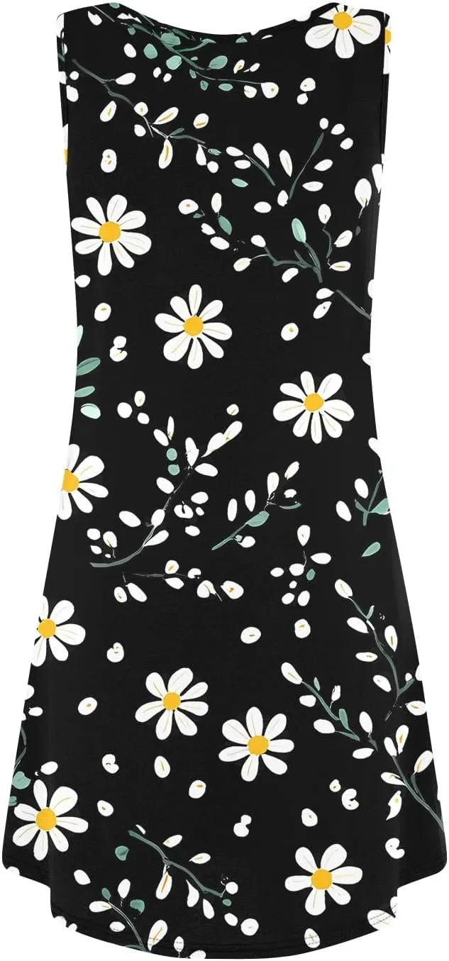 Women's Sleeveless Summer Dress with and Butterfly Print Casual Loose Fit for Beach and Daily Wear